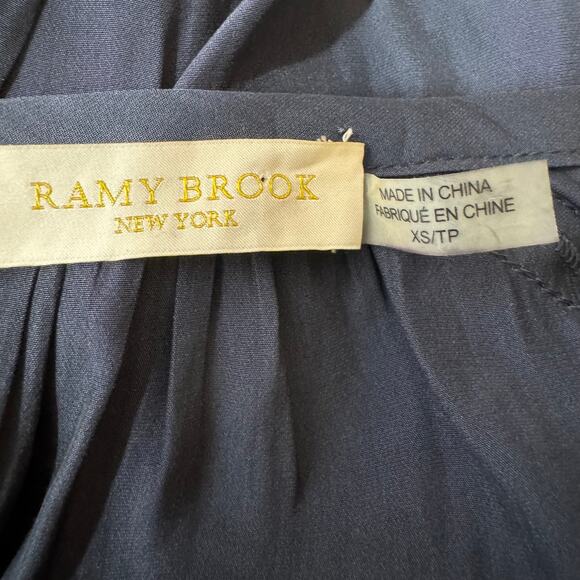 Ramy Brook Cold Shoulder Navy Blouson Satin Mini Dress Size XS - Picture 7 of 10